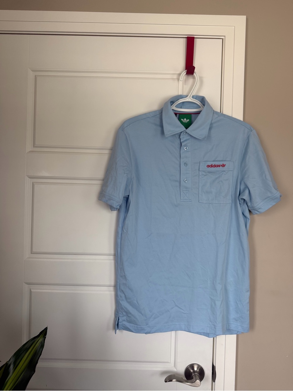 adidas Originals Pale Blue Polo with Chest Pocket